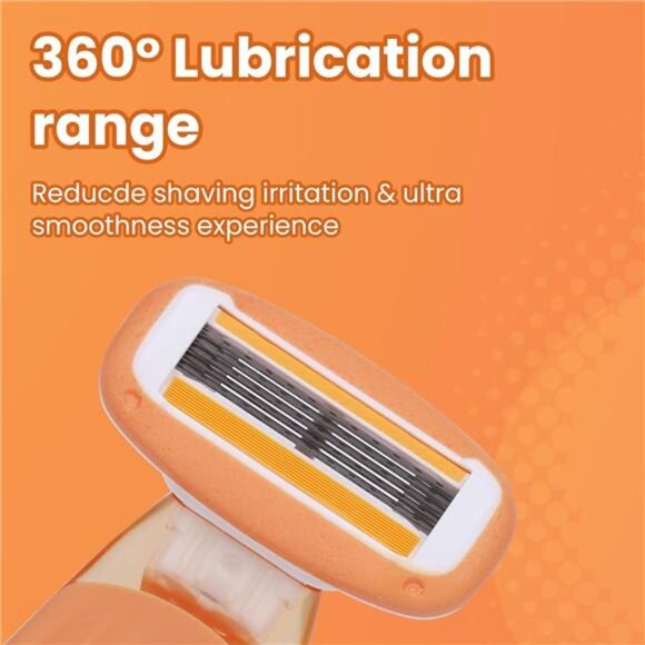 Women Travel Razor 5 Blade Close Shaving Kit Reusable Handle With Case Orange - Picture 5 of 7